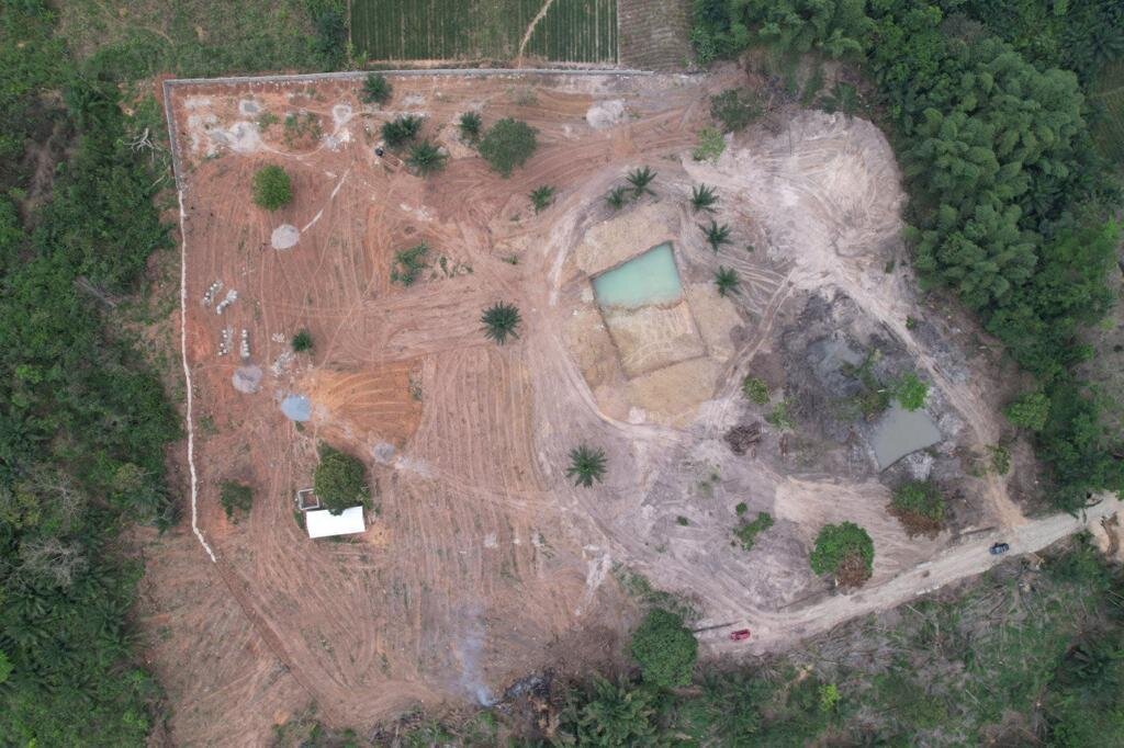 Aerial view showing cleared area